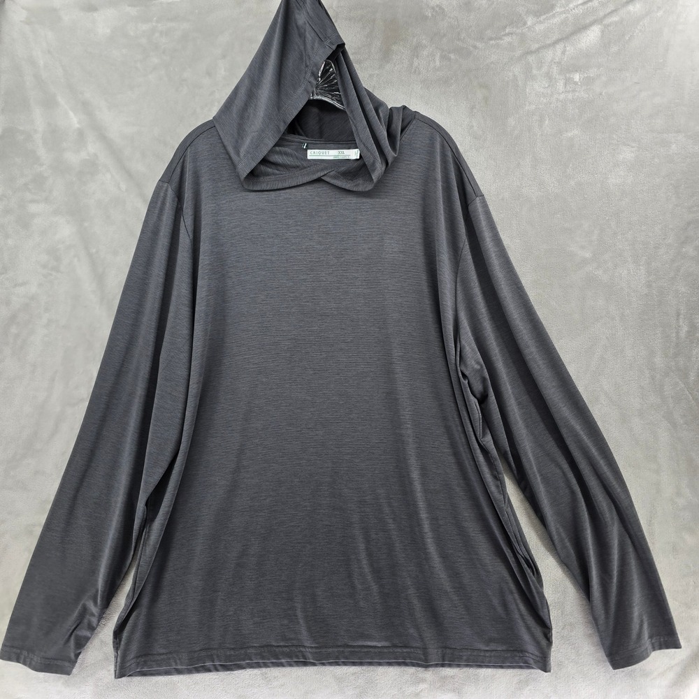 Criquet Hoodie t shirt Mens XXL Gray Long‎ Sleeve Performance Stretch Pullov